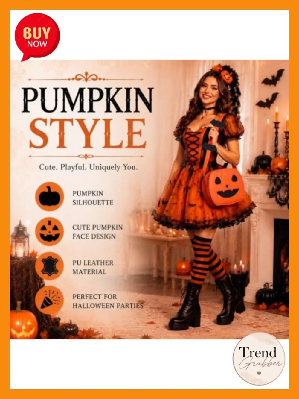 Halloween Purse Set for Women PU Leather Pumpkin and Bat Backpacks 2 Pack